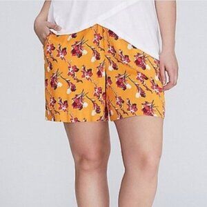 Lane Bryant  Orange/Pink Floral High Waisted Shorts Size 18/20